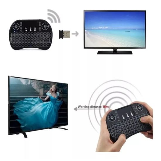 Imagen de Mini Teclado Pc Inalambrico Bluetooth Touchpad Iluminado gamer consola tv box smart tv pantalla led