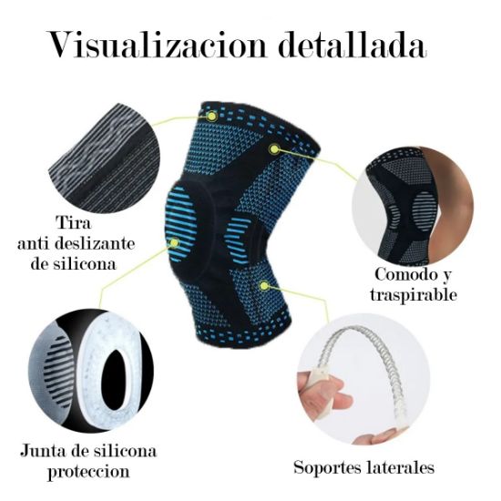 Imagen de Rodillera deportiva M azul negro profesional almohadilla TPE soporte elástico antideslizante