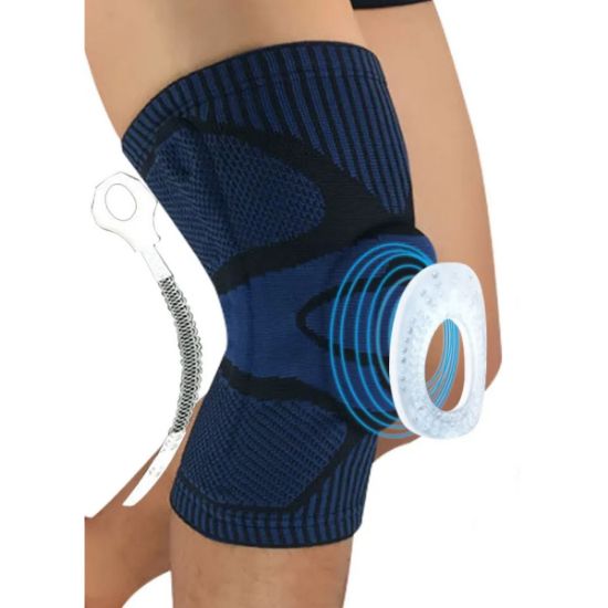 Imagen de Rodillera deportiva M azul negro profesional almohadilla TPE soporte elástico antideslizante