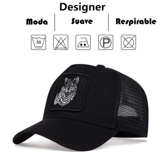Imagen de Gorra red lobo béisbol bordado negro sombreros casuales ajustables sombrero protección solar