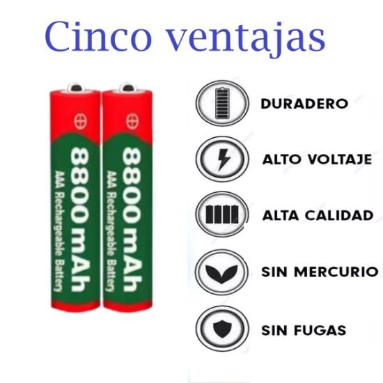 Imagen de Batería recargable alcalina pila 1,5 V 8800 MAh AAA electrónicos gamer control juego lampara teclad