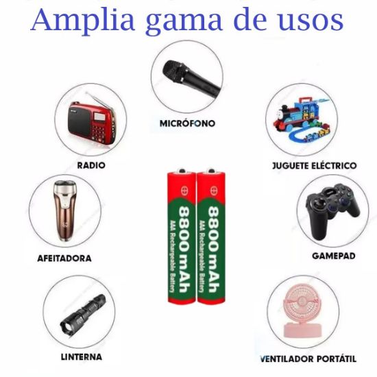 Imagen de Batería recargable alcalina pila 1,5 V 8800 MAh AAA electrónicos gamer control juego lampara teclad