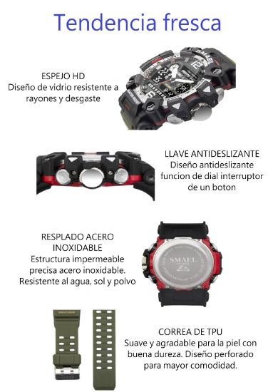Imagen de Reloj deportivo azul negro luz led agua doble pantalla cronómetro militar alarma Digital agua