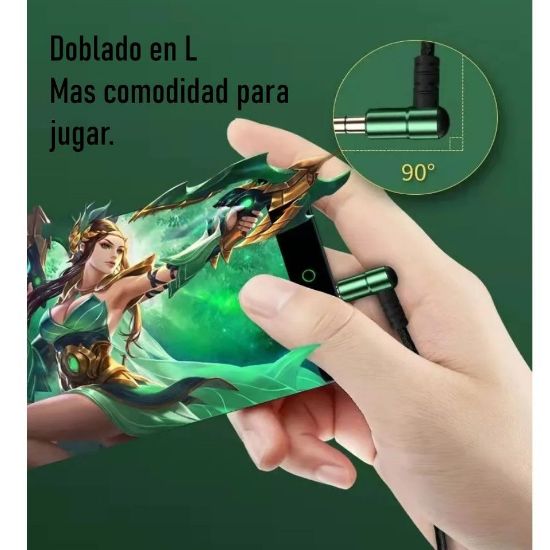 Imagen de Audífonos manos libres magnéticos cable L juego Metal verde HiFi 3.5mm teléfono PC micrófono