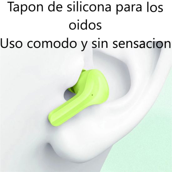 Imagen de Audífonos auriculares inalámbricos verde Bluetooth micrófono LED pantalla gamer sonido estéreo depo