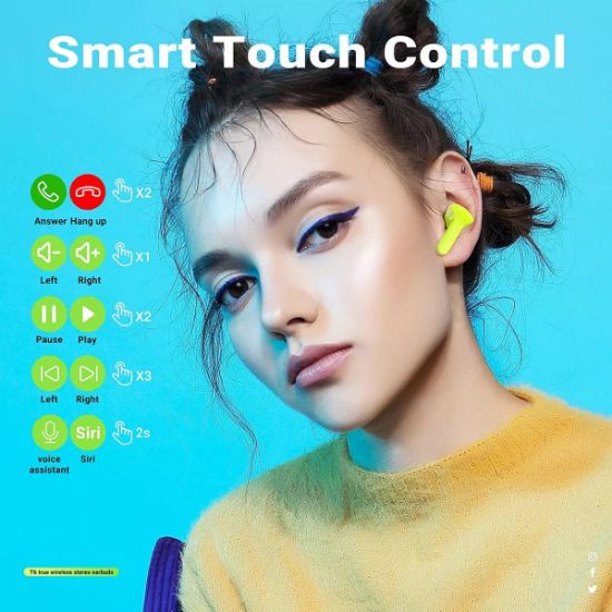 Imagen de Audífonos auriculares inalámbricos verde Bluetooth micrófono LED pantalla gamer sonido estéreo depo