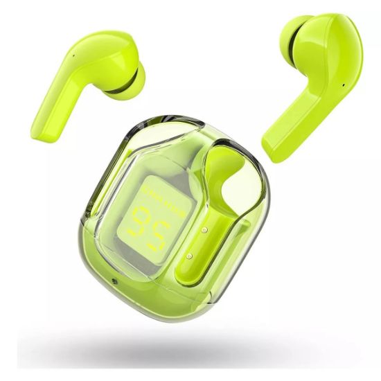 Imagen de Audífonos auriculares inalámbricos verde Bluetooth micrófono LED pantalla gamer sonido estéreo depo