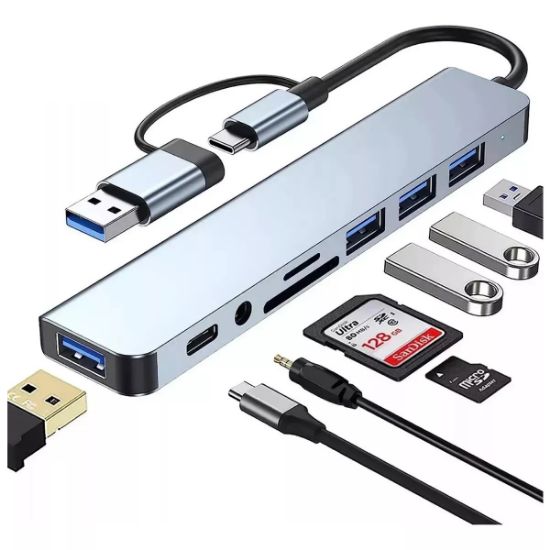 Imagen de Concentrador hub cel puertos USB tipo C estación acoplamiento aluminio multi puerto Mac memoria