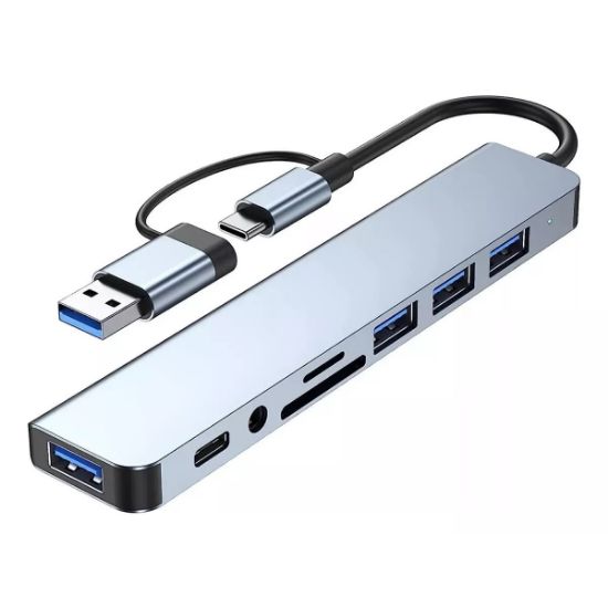Imagen de Concentrador hub cel puertos USB tipo C estación acoplamiento aluminio multi puerto Mac memoria