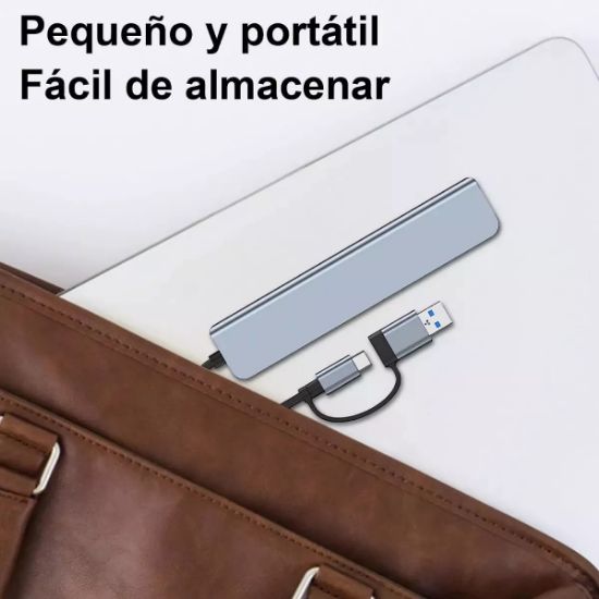 Imagen de Concentrador hub cel puertos USB tipo C estación acoplamiento aluminio multi puerto Mac memoria