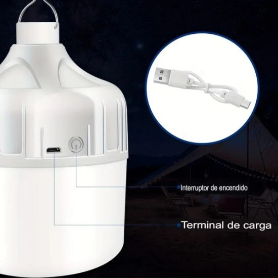Imagen de Bombilla LED recargable USB Luz Portátil acampar iluminación emergencia luces linterna aire libre
