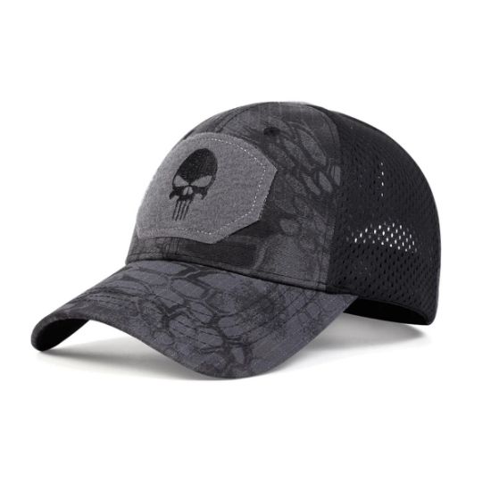 Imagen de Gorra cráneo negro gris táctico bordado sombreros deporte moto bici ajustables contra el solar ropa
