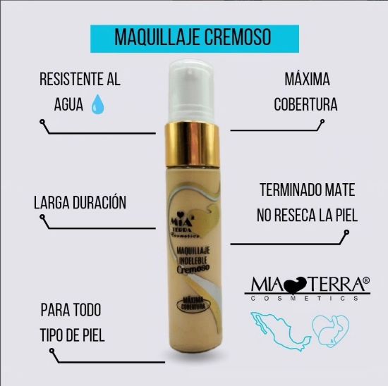 Imagen de Maquillaje Facial Cremoso Indeleble Acabado Mate Mia Terra Cosmetics