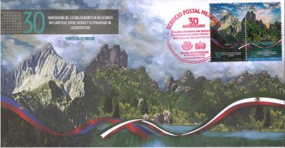 Imagen de Timbre postal: 30 Aniversario de Relaciones Diplomáticas México y el principado de Liechtenstein