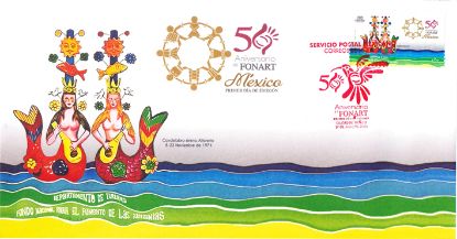 Imagen de Timbre postal: 50 Años del Fondo Nacional para el Fomento de las Artesanías FONART