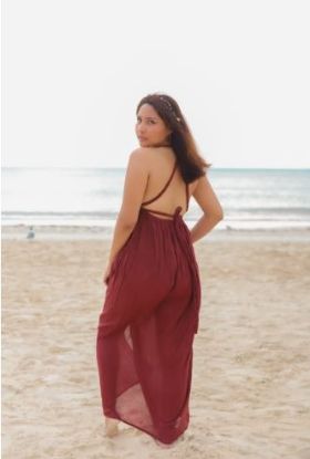 Imagen de Vestido trenzado color vino