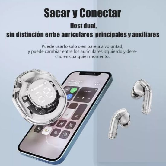Imagen de Audífonos blanco audio inalámbricos Bluetooth diadema deportivos juegos manos libres táctil led