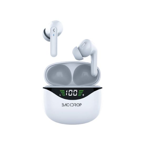 Imagen de Backdrop Audífonos Intrauriculares con Micrófono TWS-3B, Inalámbrico, Bluetooth, Blanco