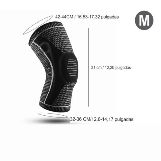 Imagen de Rodillera deportiva M negro blanco profesional almohadilla TPE soporte elástico antideslizante gel