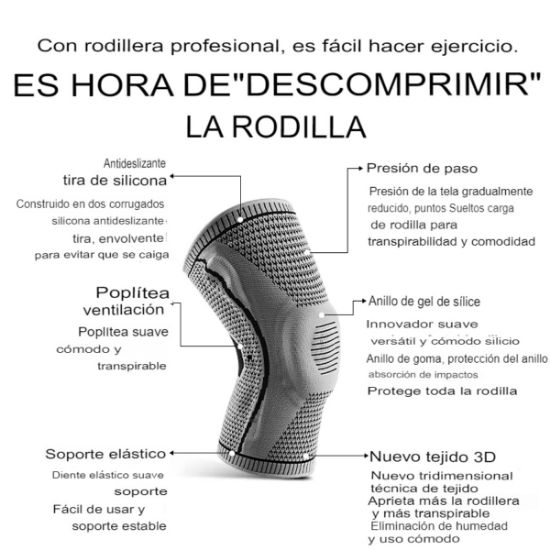 Imagen de Rodillera deportiva M negro blanco profesional almohadilla TPE soporte elástico antideslizante gel