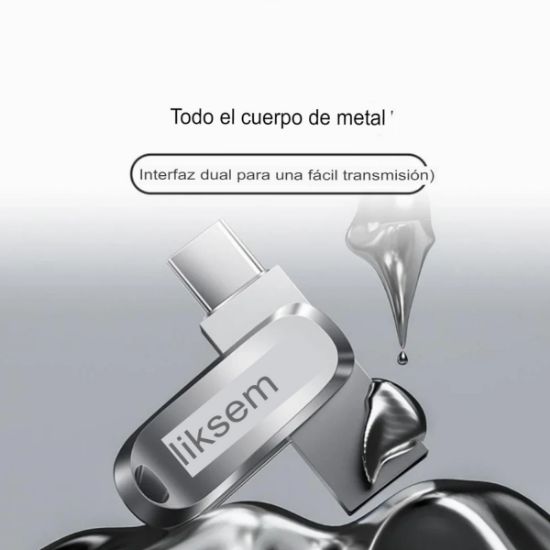 Imagen de Memoria USB TYPO-C dispositivo de almacenamiento 64GB alta velocidad PC metálica 2 en 1 cel Tablet