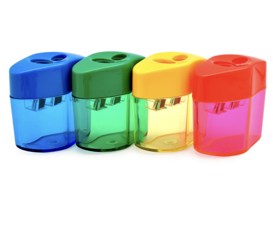 Imagen de 4 Sacapuntas Dobles Con Depósito Para Lápices Crayones Escolares Y Maquillaje