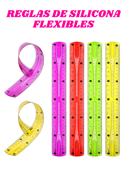 Imagen de 4 Reglas Flexibles 30cm Escolares