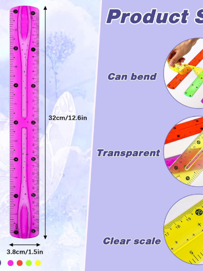 Imagen de 4 Reglas Flexibles 30cm Escolares