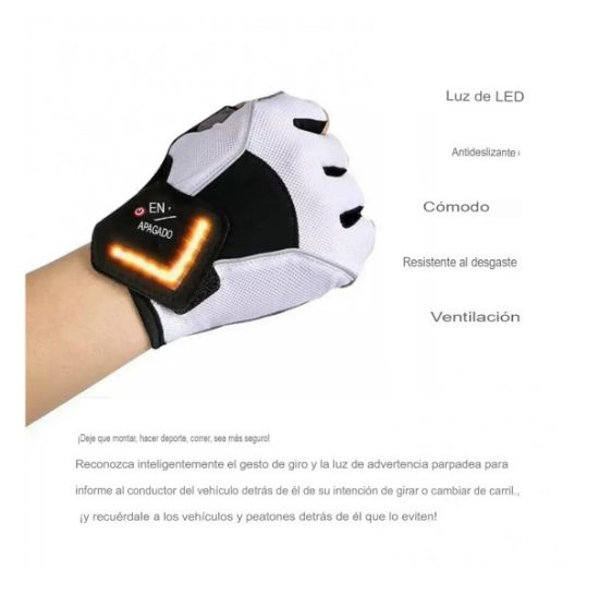 Imagen de Guantes bicicleta moto deporte seguridad medio dedo Sensor cavitación luz LED automática protección