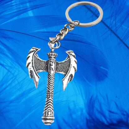 Imagen de 1 Hacha Doble Vikinga Grande C.Plata  en Llavero Poderosisimo Talisman Protector (DIJE Curado e Intensionado), Alta Durabilidad-CUPF&=