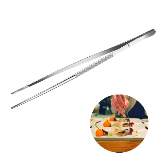 Imagen de 5 Pinzas De Precision Rectas Para Chef Acero Inoxidable 25 cm