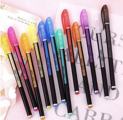 Imagen de 12-24 Bolígrafos Plumas Gel Neon Colores Escolar Oficina