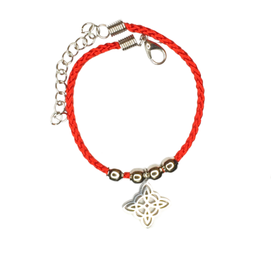 Imagen de Nudo de Bruja FP Acero Curado Uso Rudo en Pulsera Roja Borlas Acero AJUSTABLE Dije Curado e Intensionado 