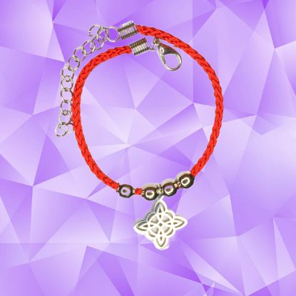 Imagen de Nudo de Bruja FP Acero Curado Uso Rudo en Pulsera Roja Borlas Acero AJUSTABLE Dije Curado e Intensionado 