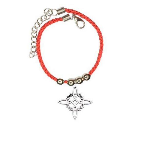 Imagen de Nudo de Bruja  Z  Curado Uso Rudo en Pulsera Roja Borlas Acero AJUSTABLE Dije Curado e Intensionado LOPI/$