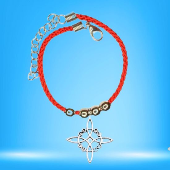 Imagen de Nudo de Bruja  Z  Curado Uso Rudo en Pulsera Roja Borlas Acero AJUSTABLE Dije Curado e Intensionado LOPI/$