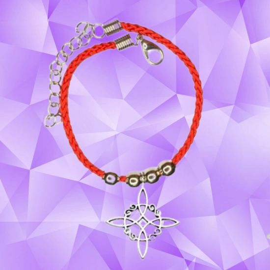 Imagen de Nudo de Bruja  Z  Curado Uso Rudo en Pulsera Roja Borlas Acero AJUSTABLE Dije Curado e Intensionado LOPI/$