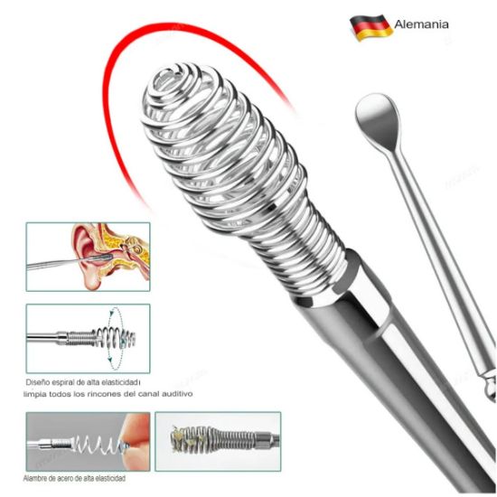 Imagen de Hisopos Juego limpiador negro ecológico cotonete metálico oídos Kit oreja espiral limpieza cera
