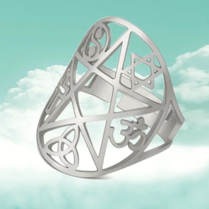 Imagen de 1 Anillo 6S- ACERO- con  6 Poderosísimos Símbolos de Protección Anillo Curado e Intensionado LOPI/$