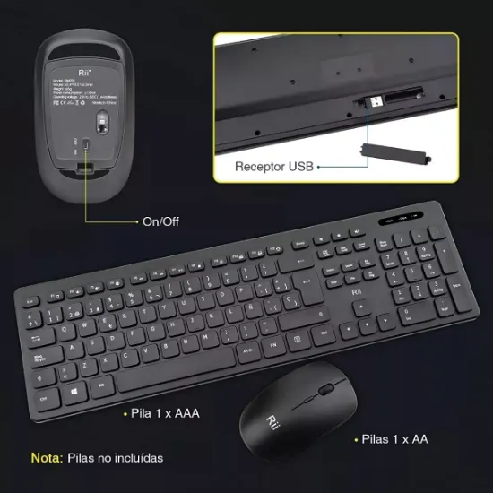 Imagen de Kit Combo Teclado + Mouse Pc Laptop Inalambrico Bluetooth