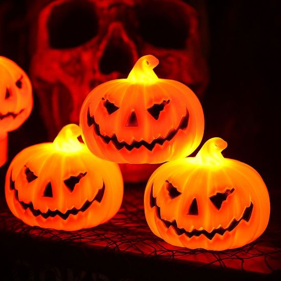 Imagen de 12 Luz de vela LED parpadeante de Halloween, decoración de ambiente para fiesta de Halloween