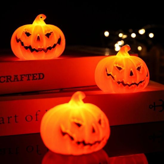 Imagen de 12 Luz de vela LED parpadeante de Halloween, decoración de ambiente para fiesta de Halloween