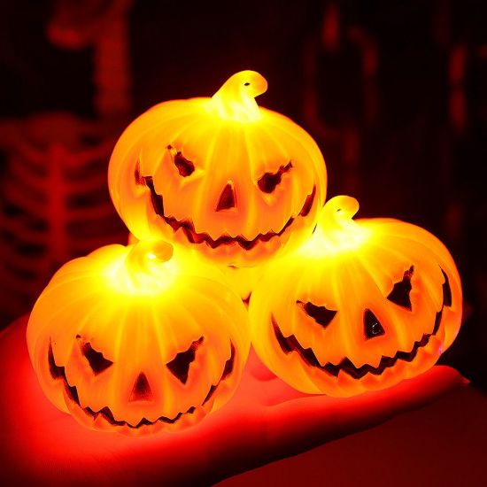 Imagen de 12 Luz de vela LED parpadeante de Halloween, decoración de ambiente para fiesta de Halloween