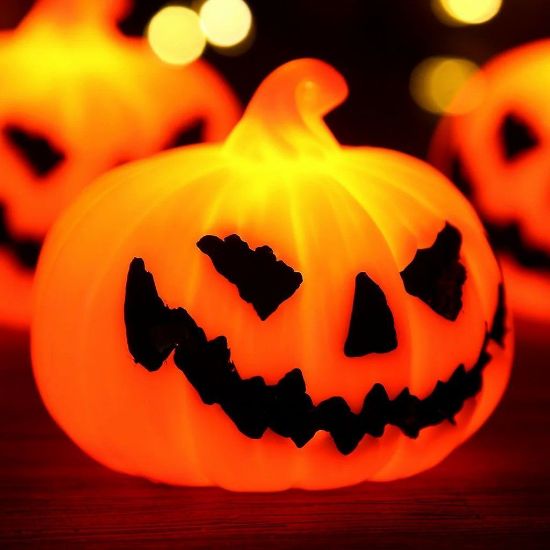 Imagen de 12 Luz de vela LED parpadeante de Halloween, decoración de ambiente para fiesta de Halloween