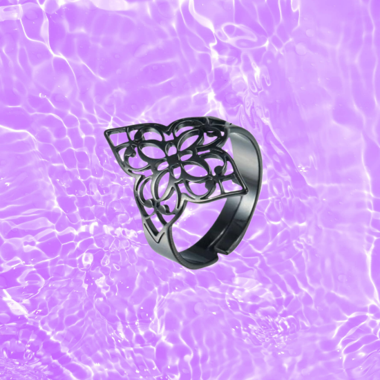 Imagen de 1 Anillo Nudo de Bruja M1 C.Negro- ACERO Símbolo de Protección Anillo Curado e Intensionado LOPI/$