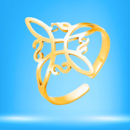 Imagen de 1 Anillo Nudo de Bruja M2  C.Dorado- ACERO Símbolo de Protección Anillo Curado e Intensionado LOPI/$