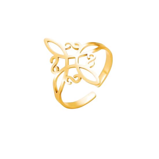 Imagen de 1 Anillo Nudo de Bruja M2  C.Dorado- ACERO Símbolo de Protección Anillo Curado e Intensionado LOPI/$