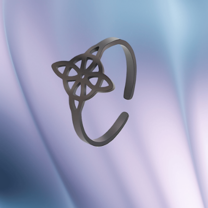 Imagen de 1 Anillo Nudo de Bruja M3 Chico C.Negro- ACERO Símbolo de Protección Anillo Curado e Intensionado LOPI/$