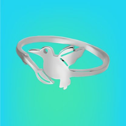 Imagen de  1 Anillo ACERO Colibri Con Rama Mediano M4 Ajustable Acero Color Plata Alta  Durabilidad LOPI/$