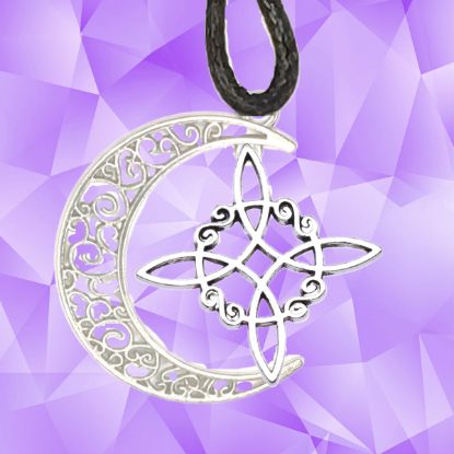 Imagen de 1 Dije Nudo de Bruja Z 30x30mm CURADO y Para USO RUDO en Luna Color Plata 41X31cmm Collar 45+5cm Largo  LOPI/$